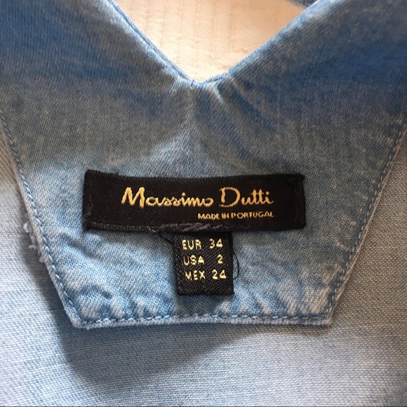 Massimo Dutti chambray V-neck blouse - Picture 5 of 7